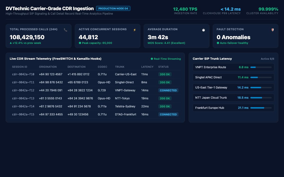 Carrier-Grade Telecom CDR Platform Dashboard